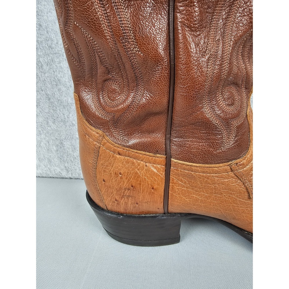 Tony Lama CZ906 Smooth  Ostrich Quill Cowboy Boots Mens 10 D Peanut Brittle - Picture 12 of 16